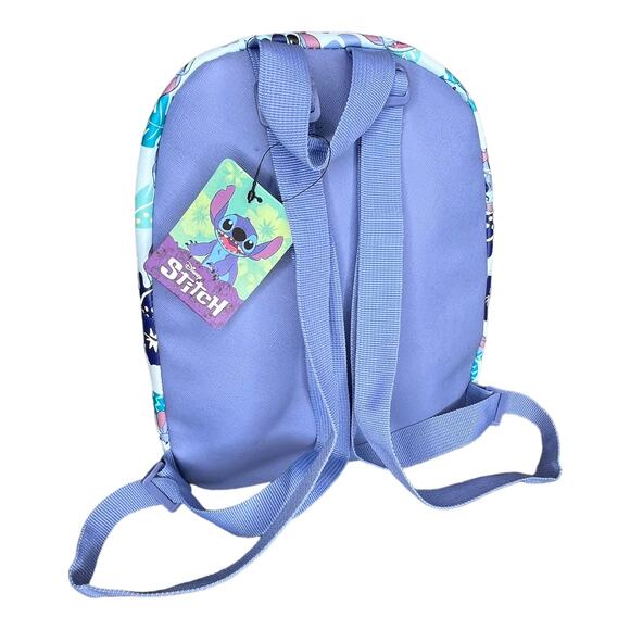 NEW Disney Lilo & STITCH BACKPACK Bio World 11.5"x9.5" Periwinkle Blue Floral - Picture 2 of 5